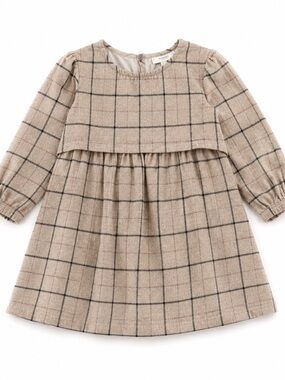 Mango Kids Windowpane Check Cotton Dress